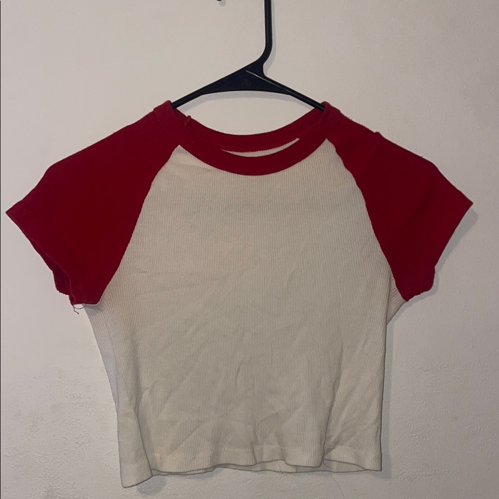 Red and White Women's Raglan Top